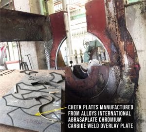Cheek Plate made from Chrome Carbide Weld Overlay Plate