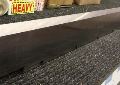 Stellite tipped wood processing knife retains sharp cutting edge for longer